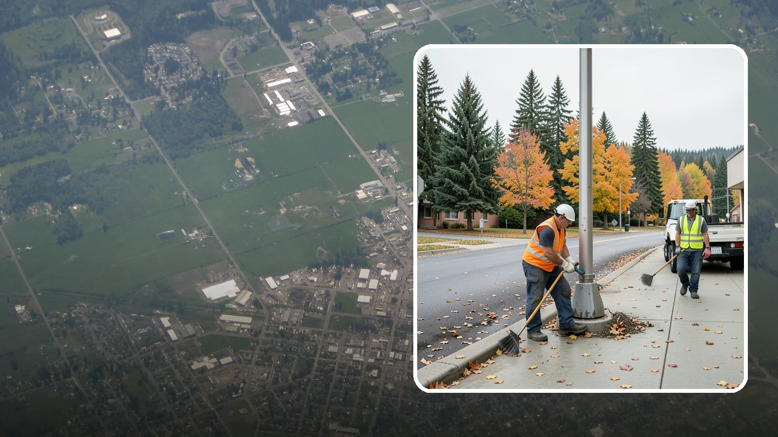 Pole Base Cleaning in Enumclaw, King County, WA - Cleaning and clearing of light pole bases to prevent corrosion and maintain a tidy public appearance.