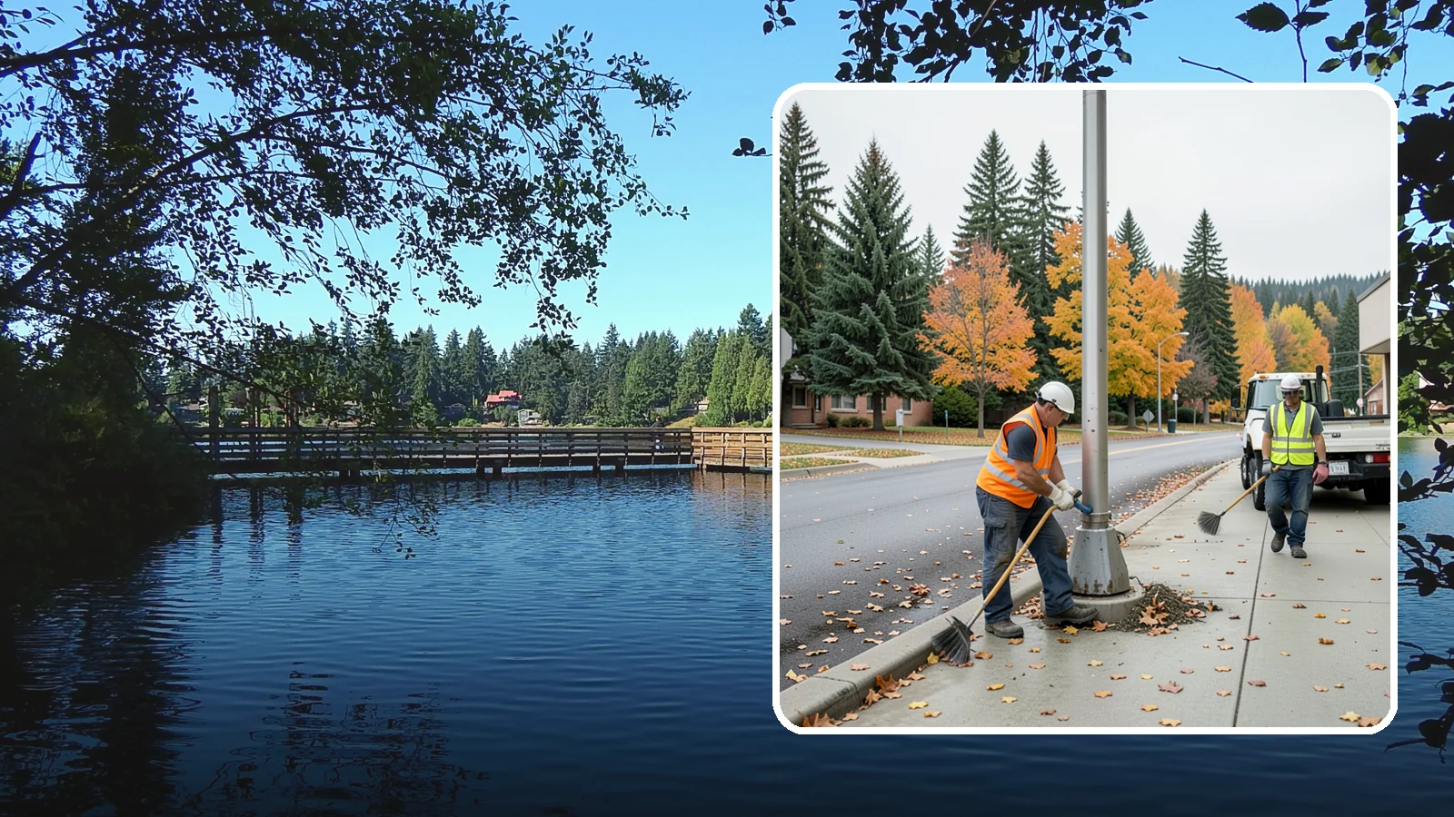 Pole Base Cleaning in Federal Way, King County, WA - Cleaning and clearing of light pole bases to prevent corrosion and maintain a tidy public appearance.