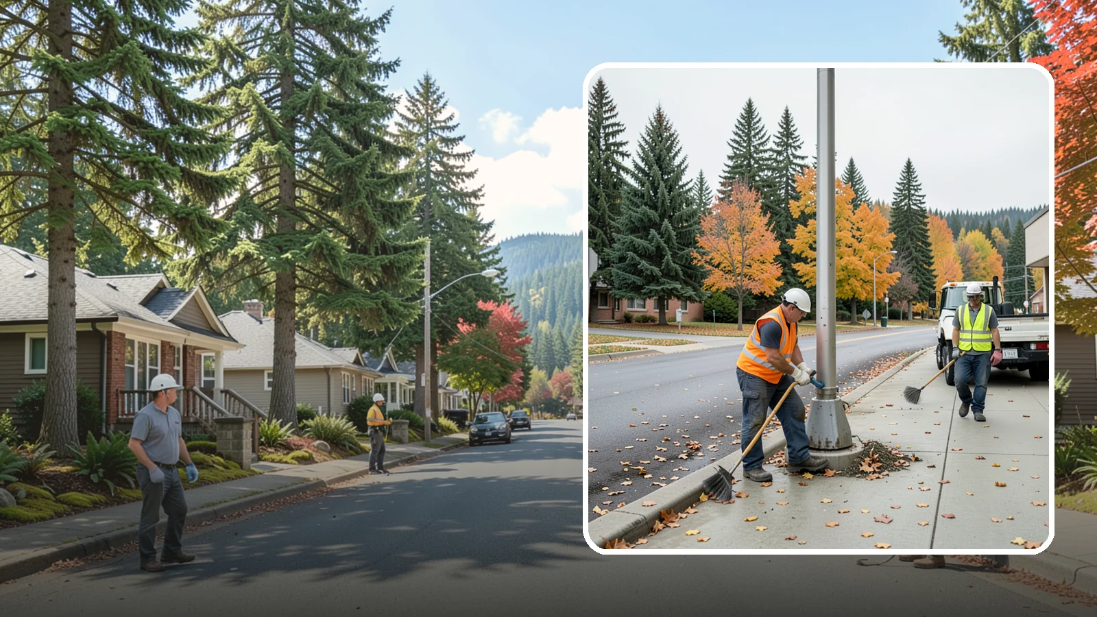 Pole Base Cleaning in Hunts Point, King County, WA - Cleaning and clearing of light pole bases to prevent corrosion and maintain a tidy public appearance.