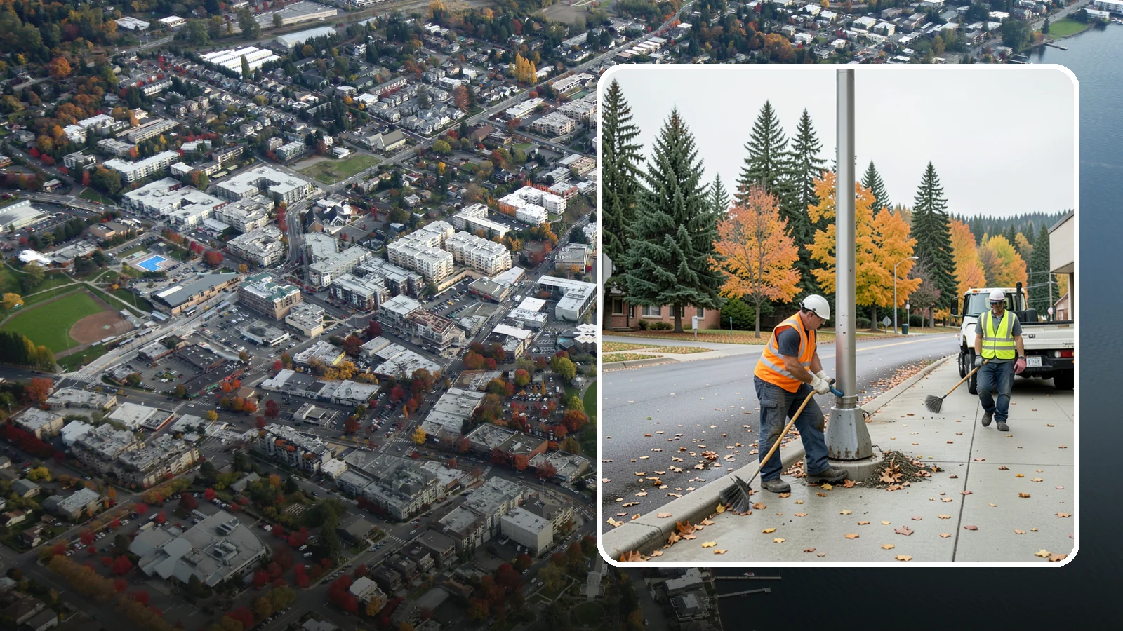 Pole Base Cleaning in Kirkland, King County, WA - Cleaning and clearing of light pole bases to prevent corrosion and maintain a tidy public appearance.