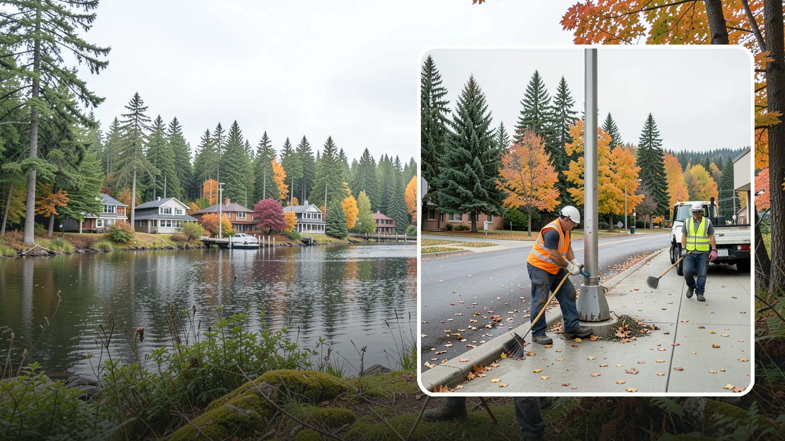 Pole Base Cleaning in La Conner, Skagit County, WA - Cleaning and clearing of light pole bases to prevent corrosion and maintain a tidy public appearance.