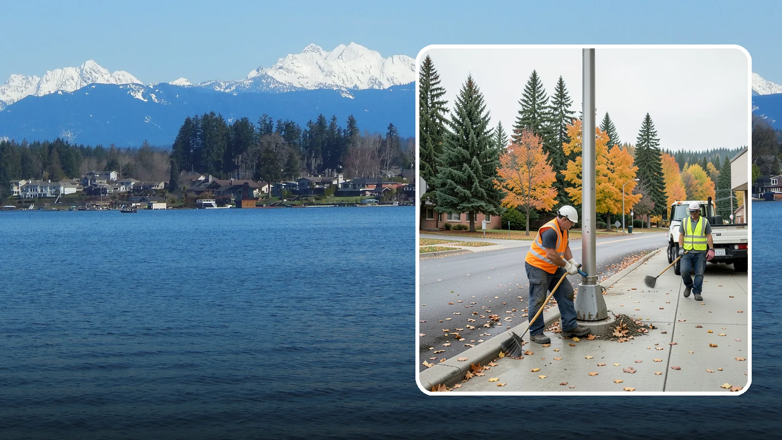 Pole Base Cleaning in Lake Stevens, Snohomish County, WA - Cleaning and clearing of light pole bases to prevent corrosion and maintain a tidy public appearance.