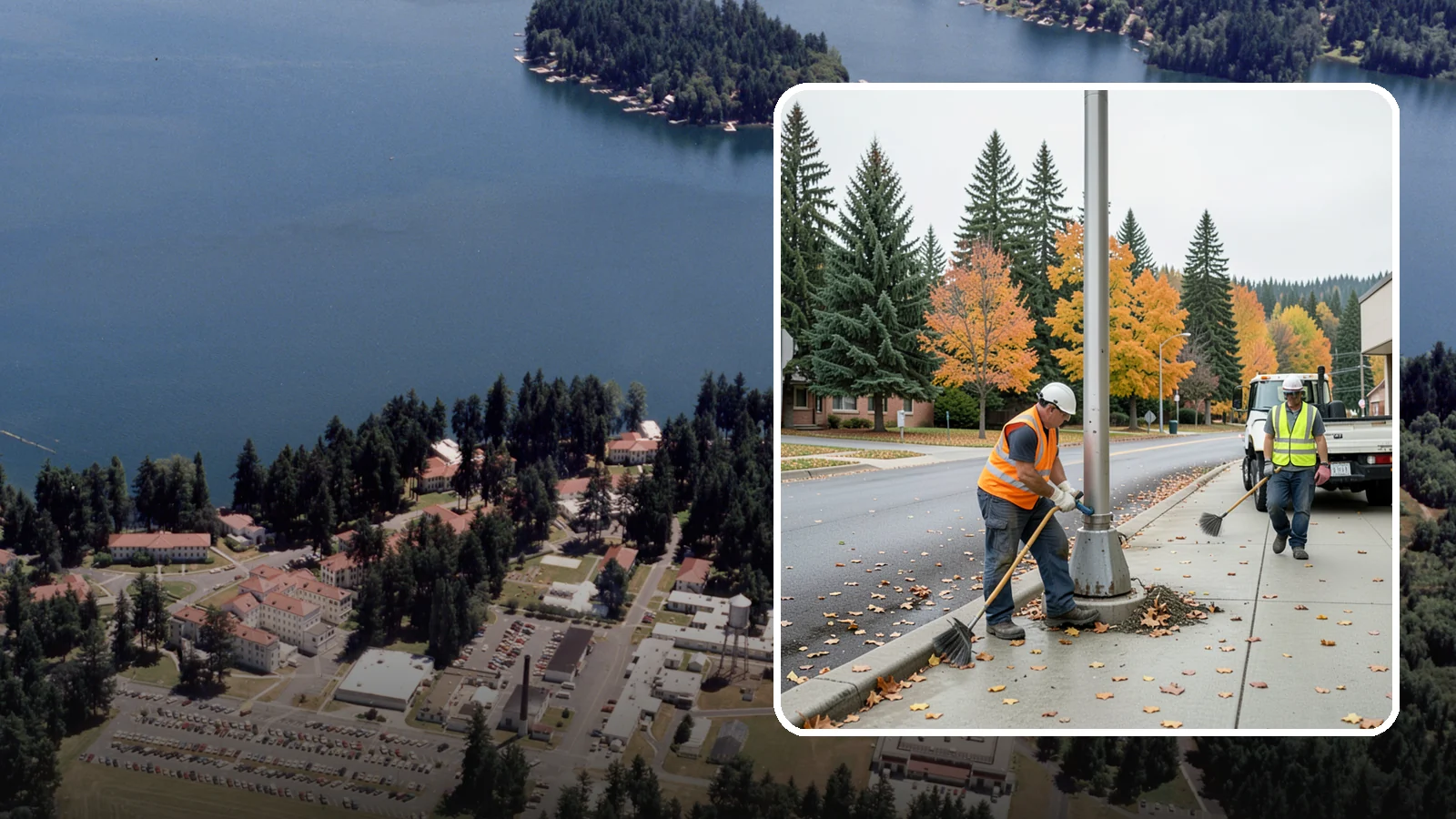 Pole Base Cleaning in Lakewood, Pierce County, WA - Cleaning and clearing of light pole bases to prevent corrosion and maintain a tidy public appearance.