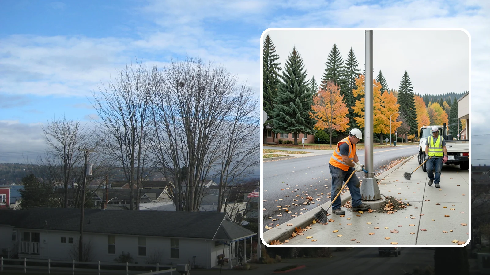 Pole Base Cleaning in Langley, Island County, WA - Cleaning and clearing of light pole bases to prevent corrosion and maintain a tidy public appearance.