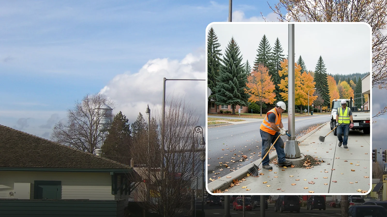 Pole Base Cleaning in Marysville, Snohomish County, WA - Cleaning and clearing of light pole bases to prevent corrosion and maintain a tidy public appearance.