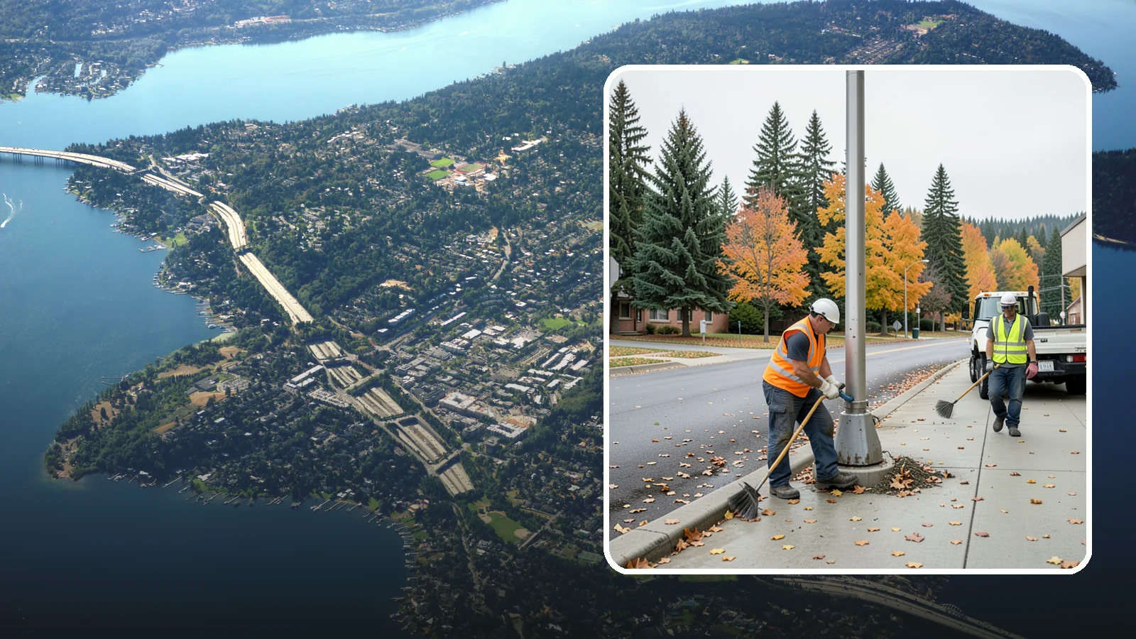Pole Base Cleaning in Mercer Island, King County, WA - Cleaning and clearing of light pole bases to prevent corrosion and maintain a tidy public appearance.