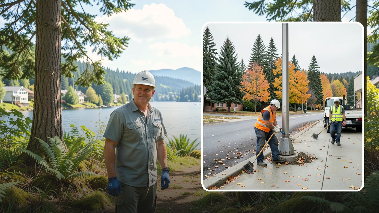 Pole Base Cleaning in Milton, King County, WA - Cleaning and clearing of light pole bases to prevent corrosion and maintain a tidy public appearance.