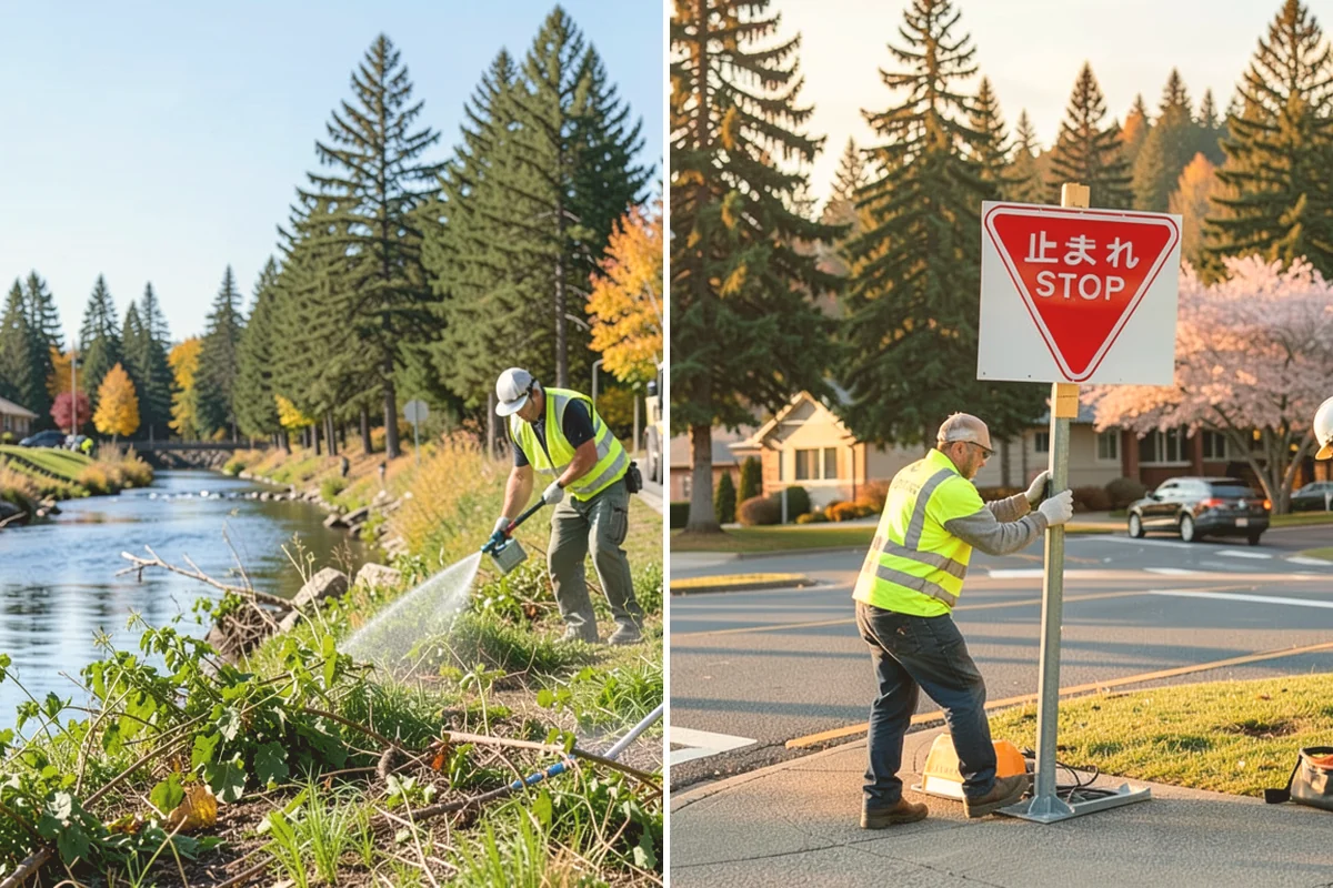 Pole Base Cleaning in Milton, King County, WA - Clear vegetation and debris from around each base