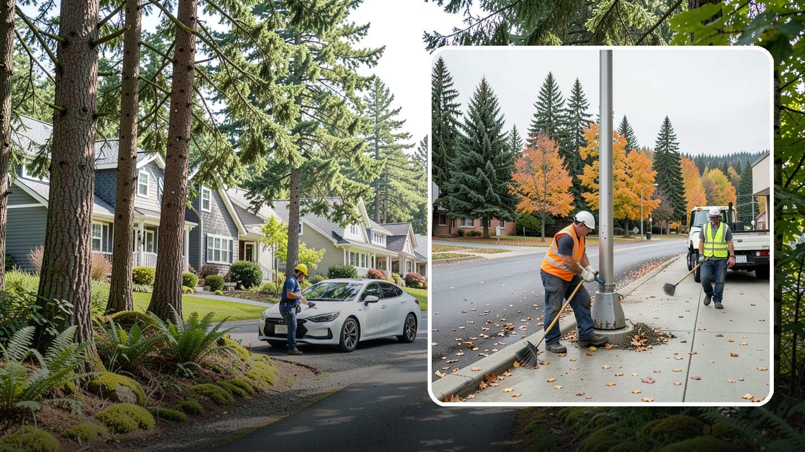 Pole Base Cleaning in Normandy Park, King County, WA - Cleaning and clearing of light pole bases to prevent corrosion and maintain a tidy public appearance.