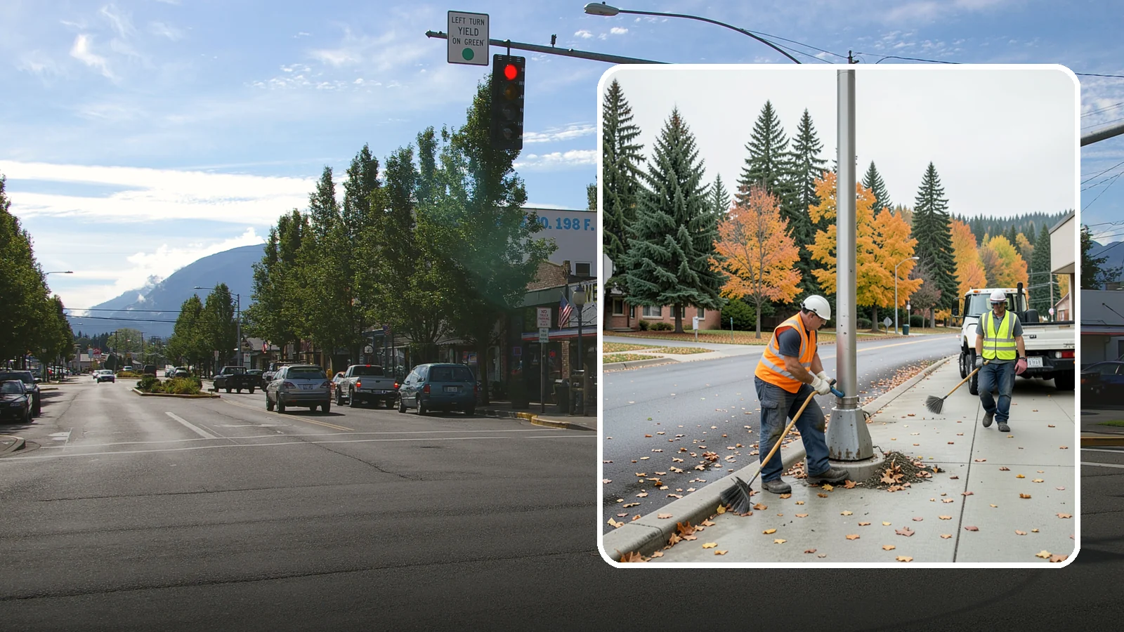 Pole Base Cleaning in North Bend, King County, WA - Cleaning and clearing of light pole bases to prevent corrosion and maintain a tidy public appearance.