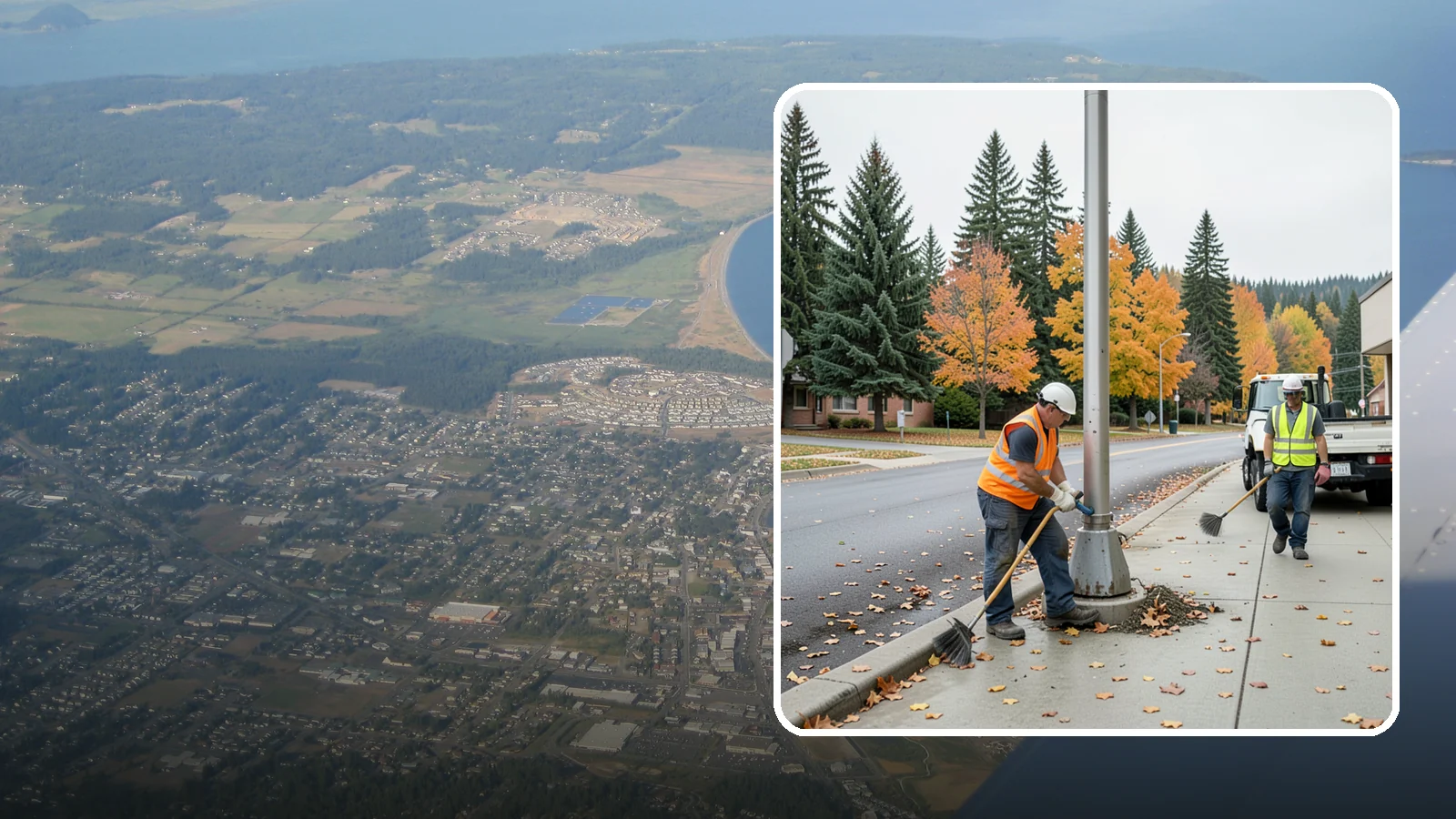 Pole Base Cleaning in Oak Harbor, Island County, WA - Cleaning and clearing of light pole bases to prevent corrosion and maintain a tidy public appearance.