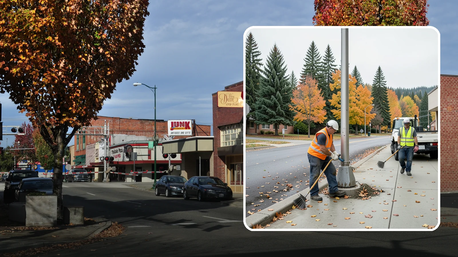 Pole Base Cleaning in Puyallup, Pierce County, WA - Cleaning and clearing of light pole bases to prevent corrosion and maintain a tidy public appearance.