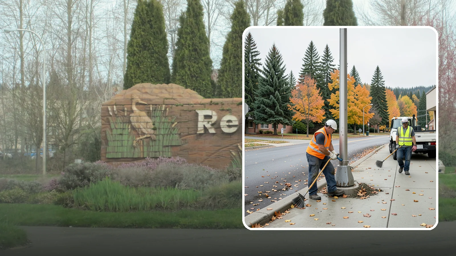 Pole Base Cleaning in Renton, King County, WA - Cleaning and clearing of light pole bases to prevent corrosion and maintain a tidy public appearance.