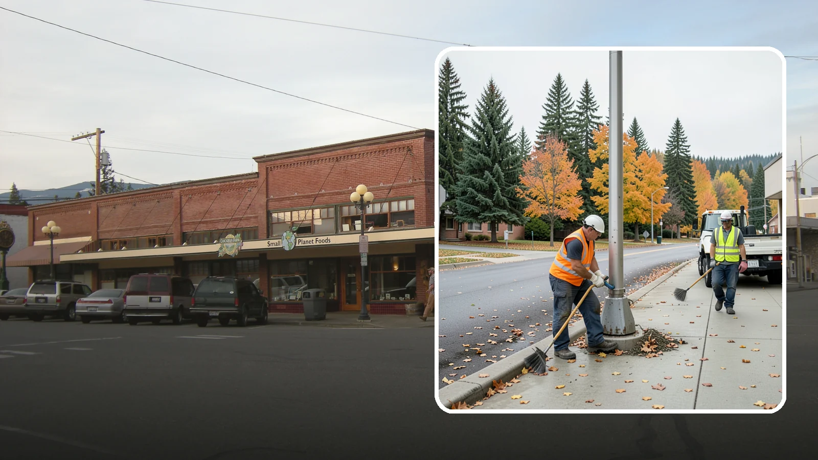 Pole Base Cleaning in Sedro-Woolley, Skagit County, WA - Cleaning and clearing of light pole bases to prevent corrosion and maintain a tidy public appearance.