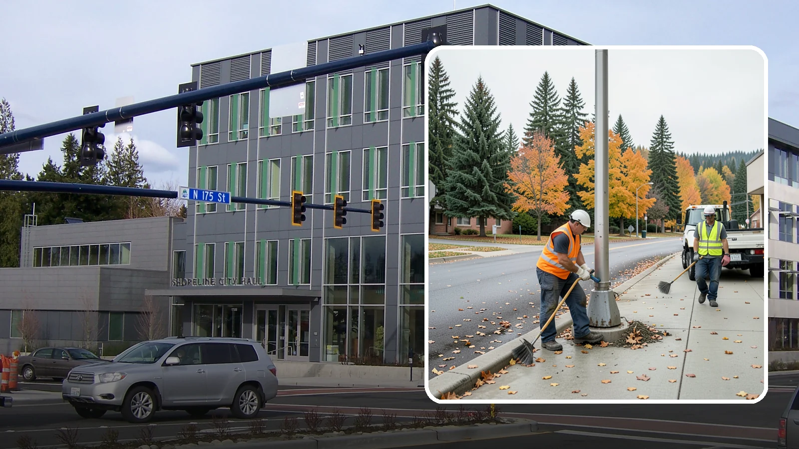 Pole Base Cleaning in Shoreline, King County, WA - Cleaning and clearing of light pole bases to prevent corrosion and maintain a tidy public appearance.