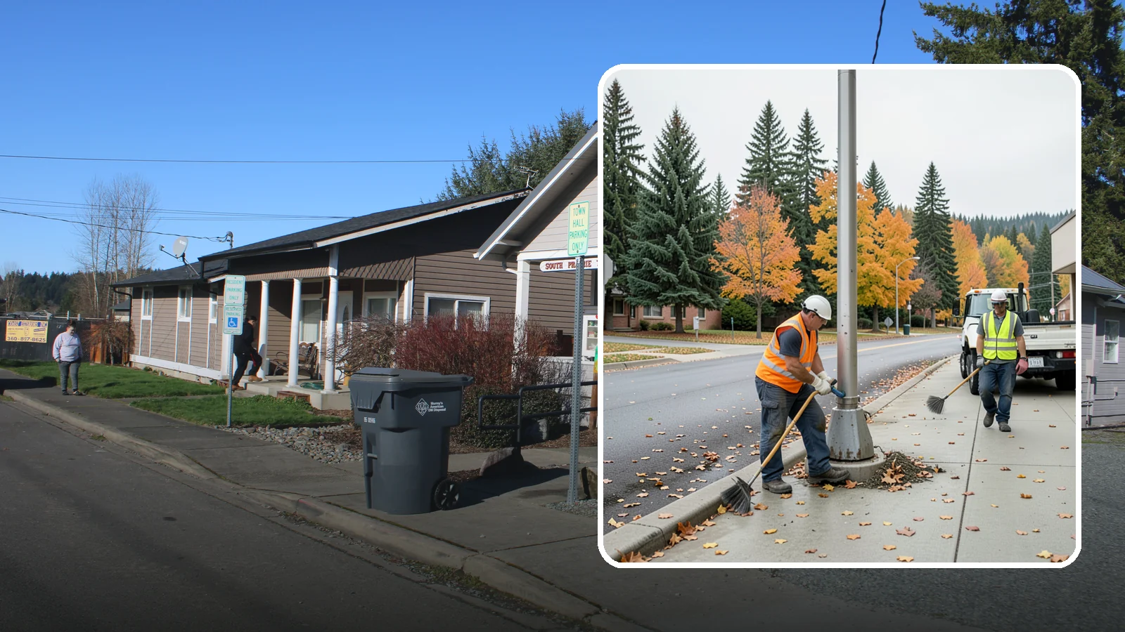 Pole Base Cleaning in South Prairie, Pierce County, WA - Cleaning and clearing of light pole bases to prevent corrosion and maintain a tidy public appearance.
