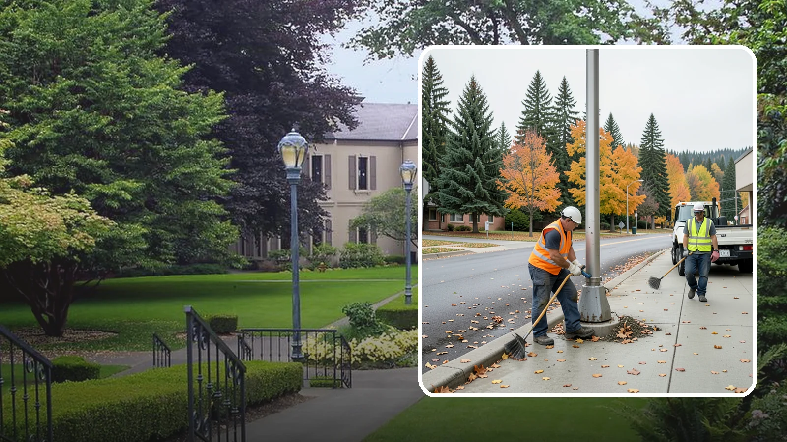 Pole Base Cleaning in Woodinville, King County, WA - Cleaning and clearing of light pole bases to prevent corrosion and maintain a tidy public appearance.