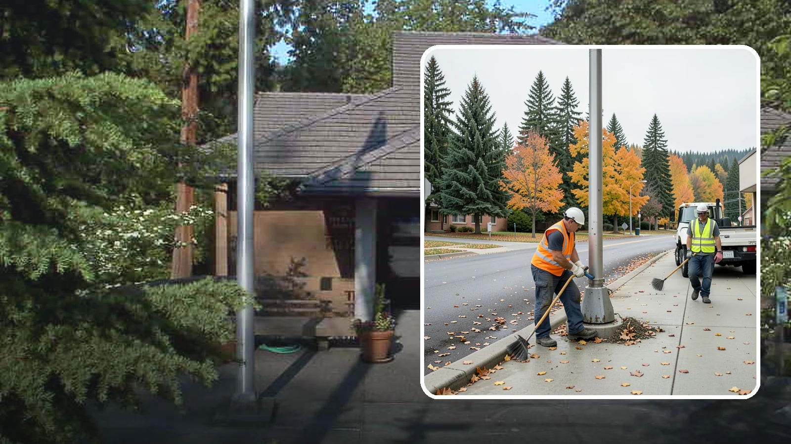Pole Base Cleaning in Yarrow Point, King County, WA - Cleaning and clearing of light pole bases to prevent corrosion and maintain a tidy public appearance.