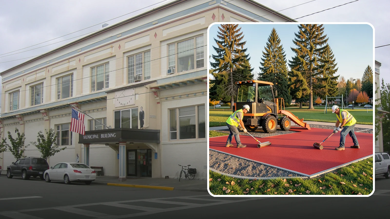 Poured-in-Place Surfacing in Anacortes, Skagit County, WA - Installation of poured-in-place rubber safety surfacing engineered to ADA access and impact-attenuation standards.
