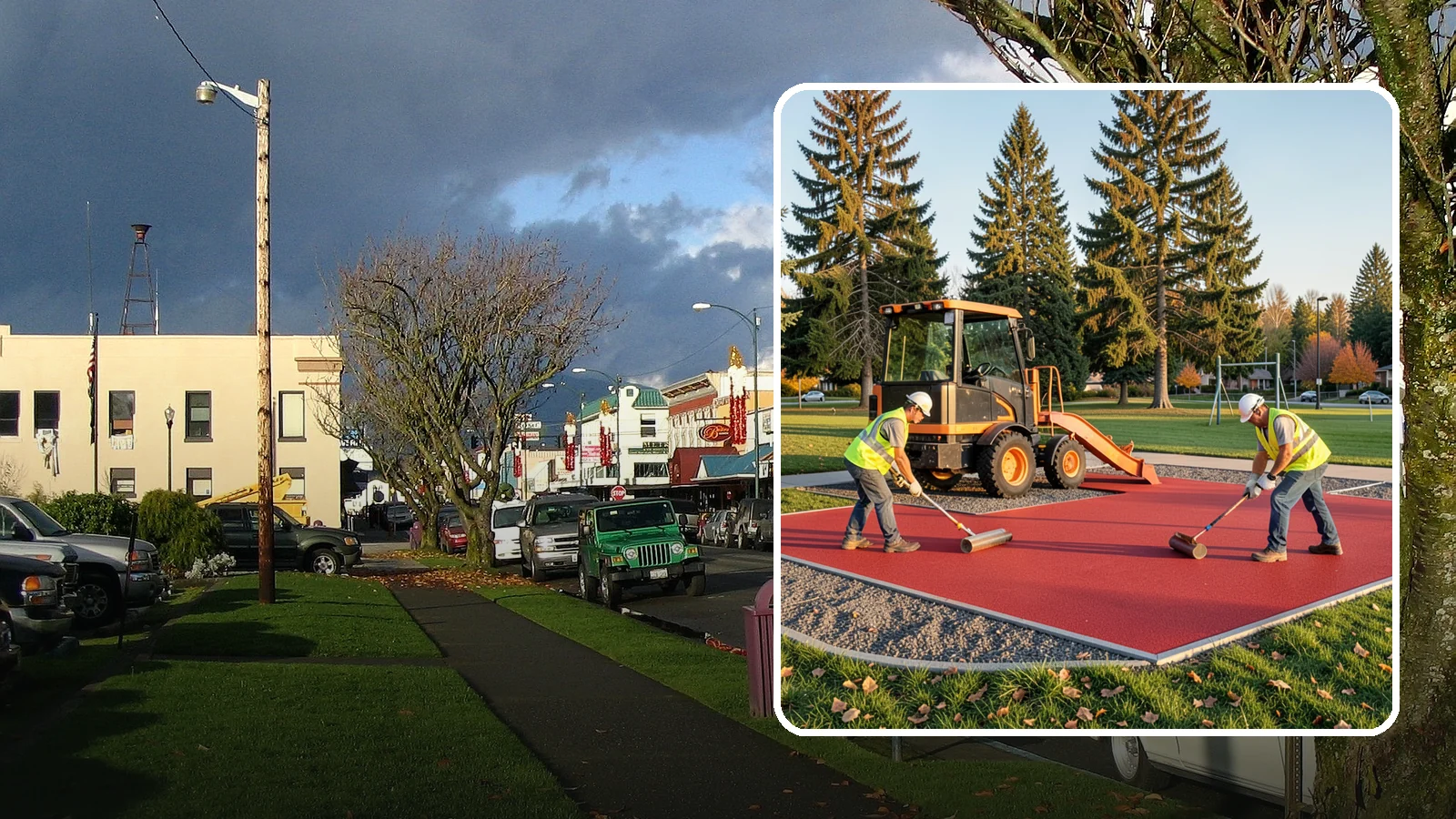 Poured-in-Place Surfacing in Arlington, Snohomish County, WA - Installation of poured-in-place rubber safety surfacing engineered to ADA access and impact-attenuation standards.