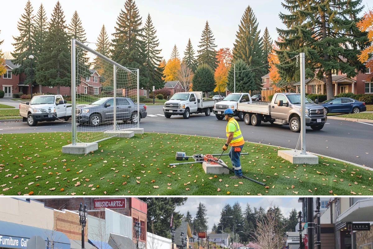 Poured-in-Place Surfacing in Bothell, King County, WA - Poured-in-place surfacing requires dry, moderate temperatures to cure properly, so installation is scheduled for the summer...