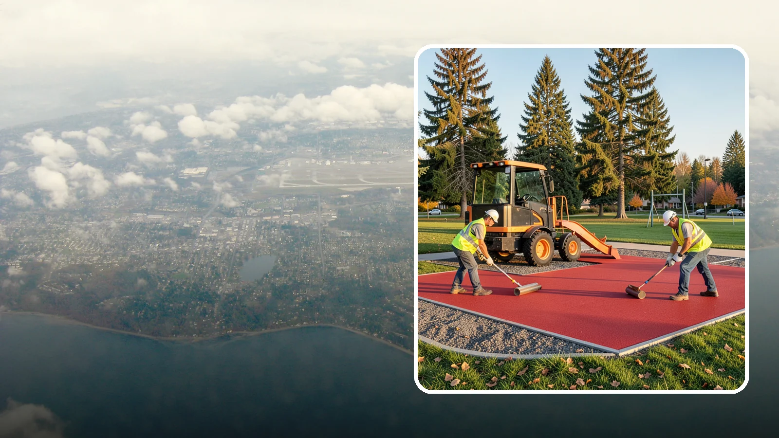 Poured-in-Place Surfacing in Burien, King County, WA - Installation of poured-in-place rubber safety surfacing engineered to ADA access and impact-attenuation standards.