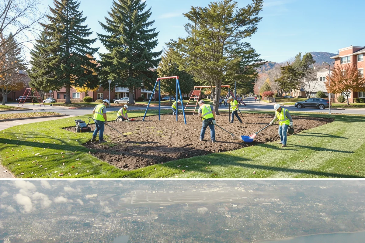 Poured-in-Place Surfacing in Burien, King County, WA - Poured-in-place surfacing requires dry, moderate temperatures to cure properly, so installation is scheduled for the summer...