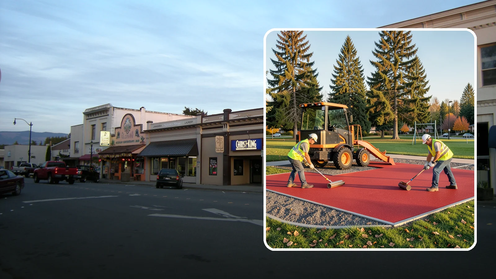 Poured-in-Place Surfacing in Burlington, Skagit County, WA - Installation of poured-in-place rubber safety surfacing engineered to ADA access and impact-attenuation standards.