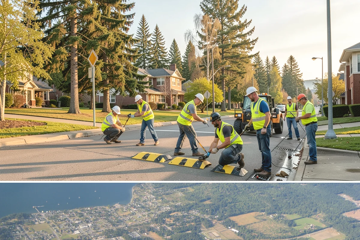 Poured-in-Place Surfacing in Coupeville, Island County, WA - Poured-in-place surfacing requires dry, moderate temperatures to cure properly, so installation is scheduled for the summer...