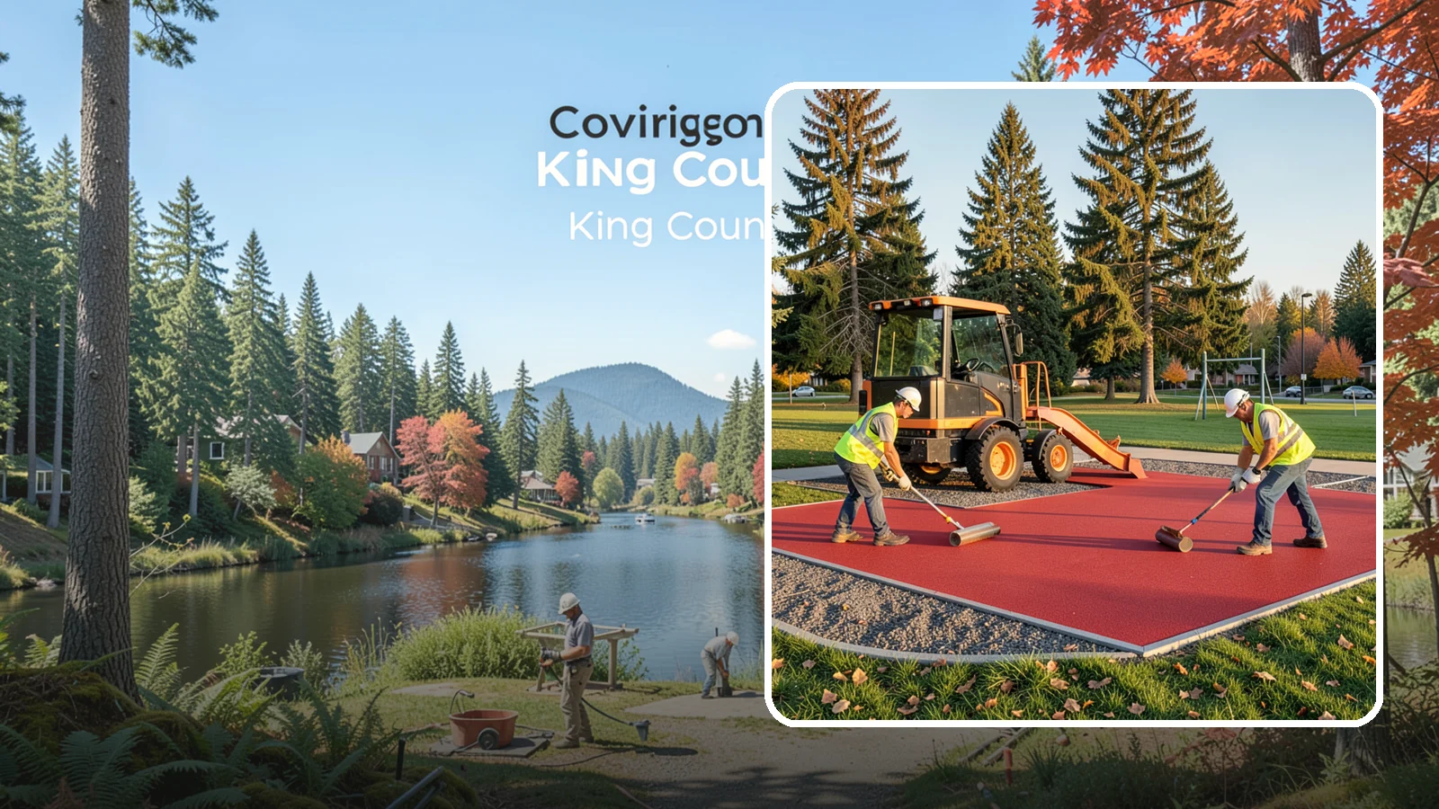 Poured-in-Place Surfacing in Covington, King County, WA - Installation of poured-in-place rubber safety surfacing engineered to ADA access and impact-attenuation standards.