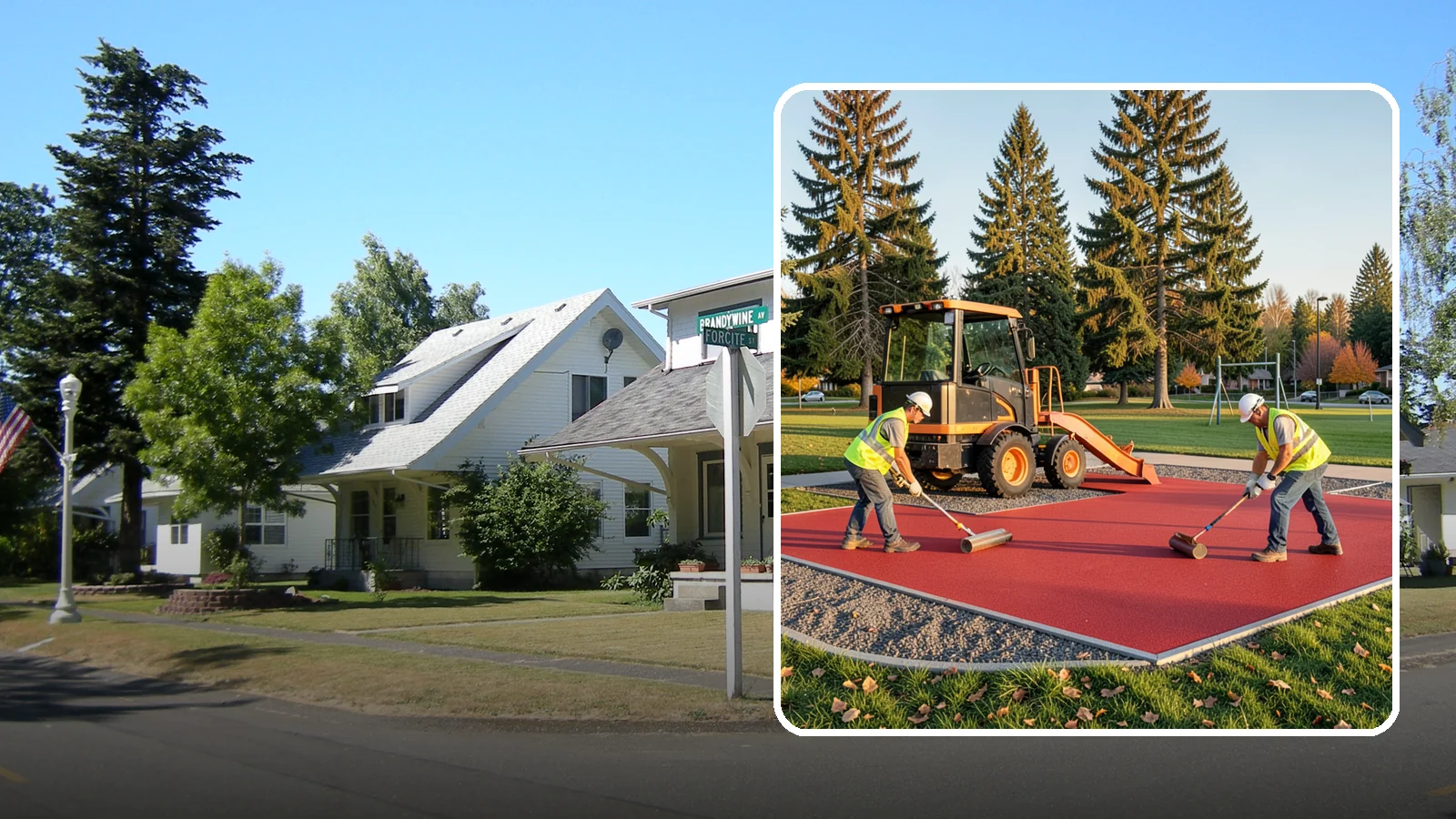 Poured-in-Place Surfacing in DuPont, Pierce County, WA - Installation of poured-in-place rubber safety surfacing engineered to ADA access and impact-attenuation standards.