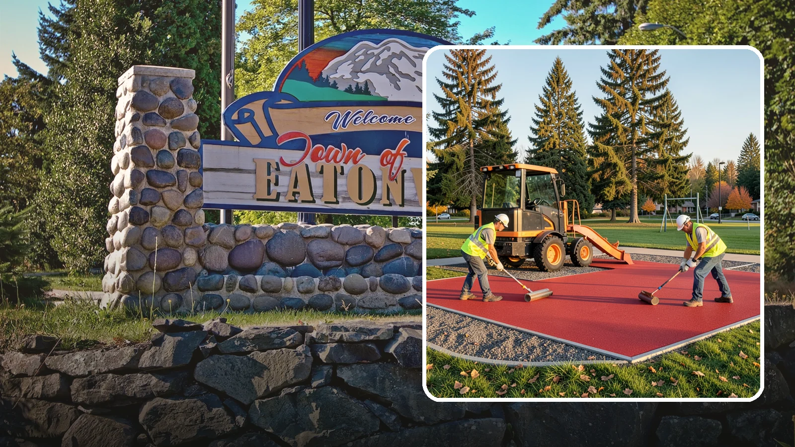 Poured-in-Place Surfacing in Eatonville, Pierce County, WA - Installation of poured-in-place rubber safety surfacing engineered to ADA access and impact-attenuation standards.