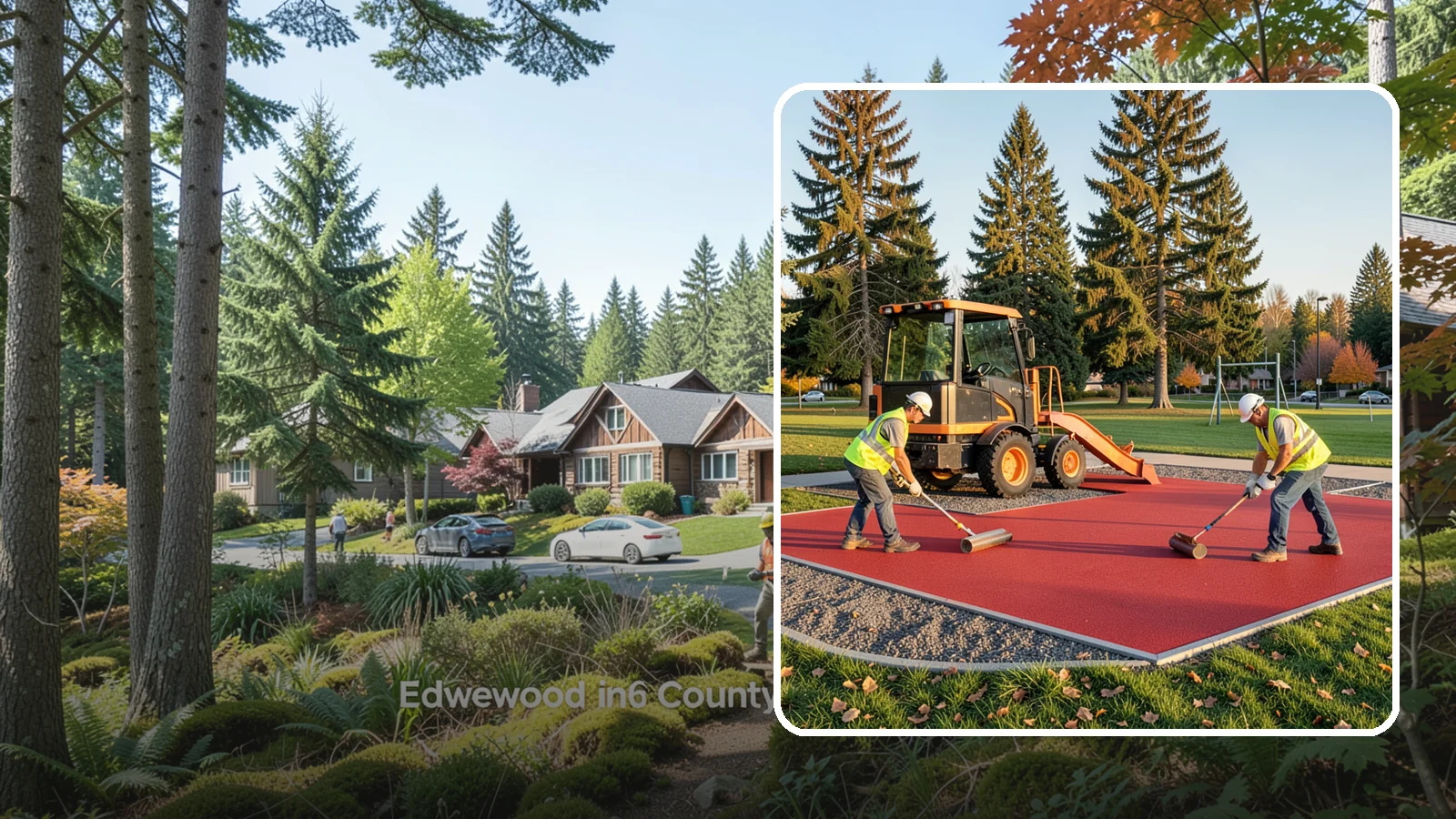 Poured-in-Place Surfacing in Edgewood, Pierce County, WA - Installation of poured-in-place rubber safety surfacing engineered to ADA access and impact-attenuation standards.