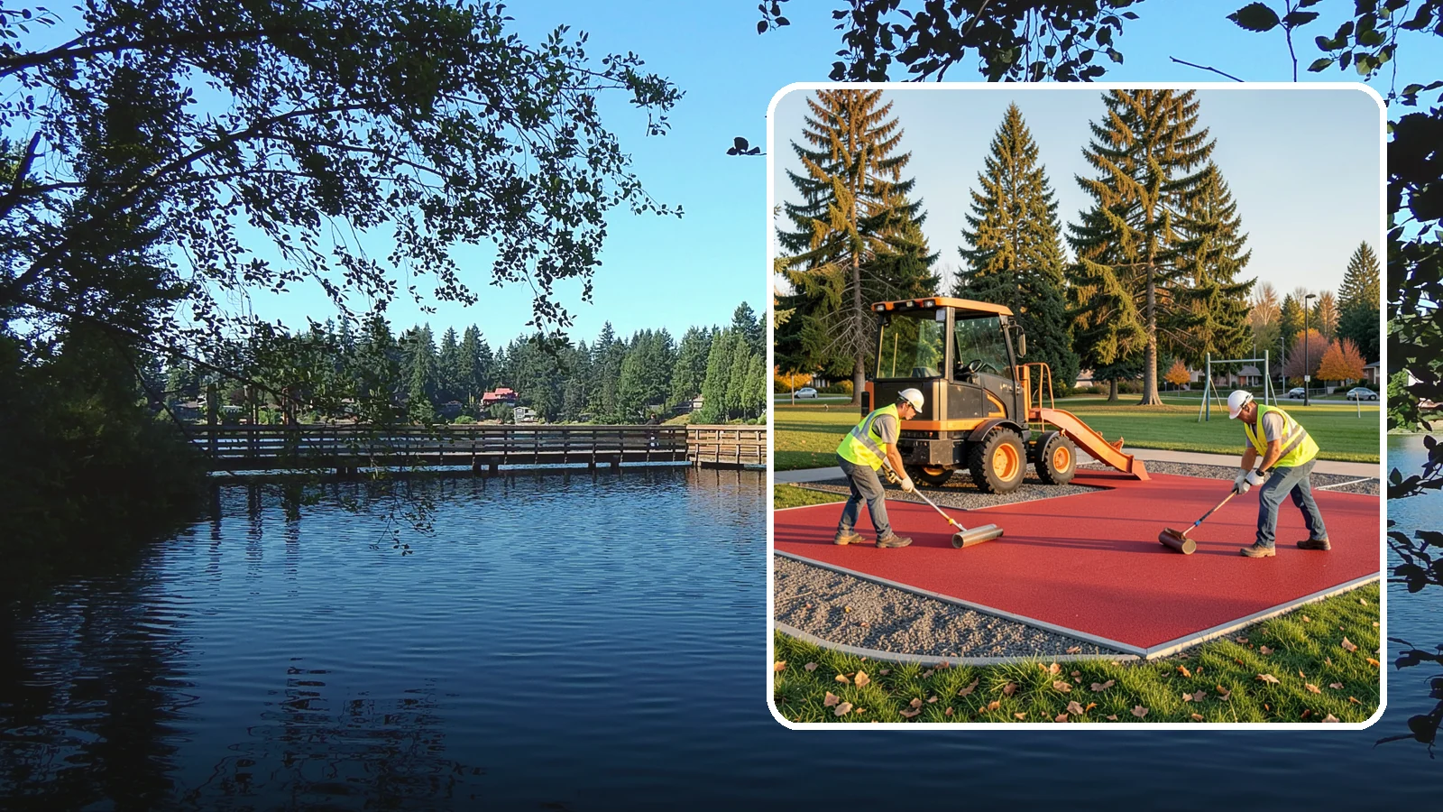 Poured-in-Place Surfacing in Federal Way, King County, WA - Installation of poured-in-place rubber safety surfacing engineered to ADA access and impact-attenuation standards.