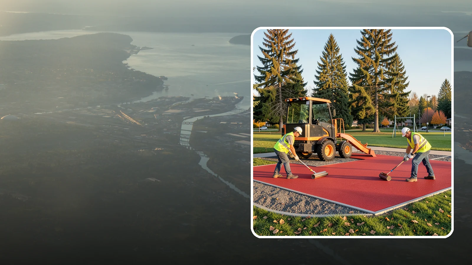Poured-in-Place Surfacing in Fife, Pierce County, WA - Installation of poured-in-place rubber safety surfacing engineered to ADA access and impact-attenuation standards.