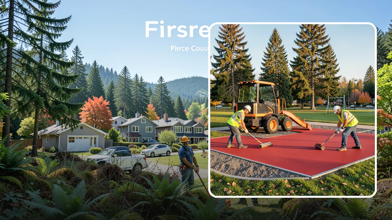 Poured-in-Place Surfacing in Fircrest, Pierce County, WA - Installation of poured-in-place rubber safety surfacing engineered to ADA access and impact-attenuation standards.