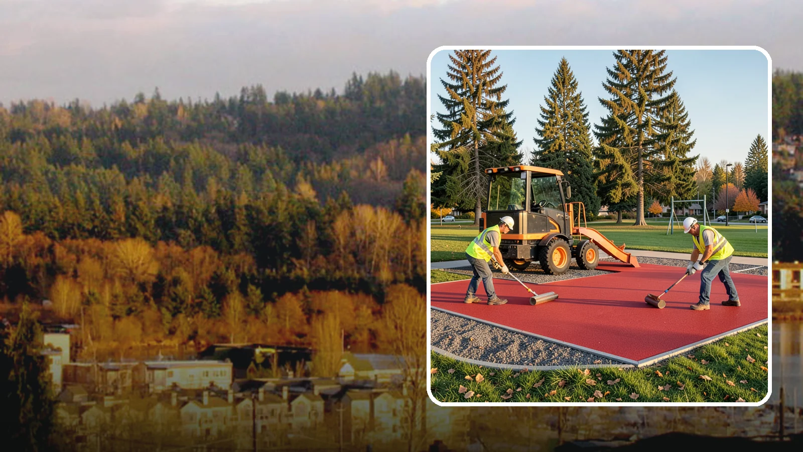 Poured-in-Place Surfacing in Kenmore, King County, WA - Installation of poured-in-place rubber safety surfacing engineered to ADA access and impact-attenuation standards.