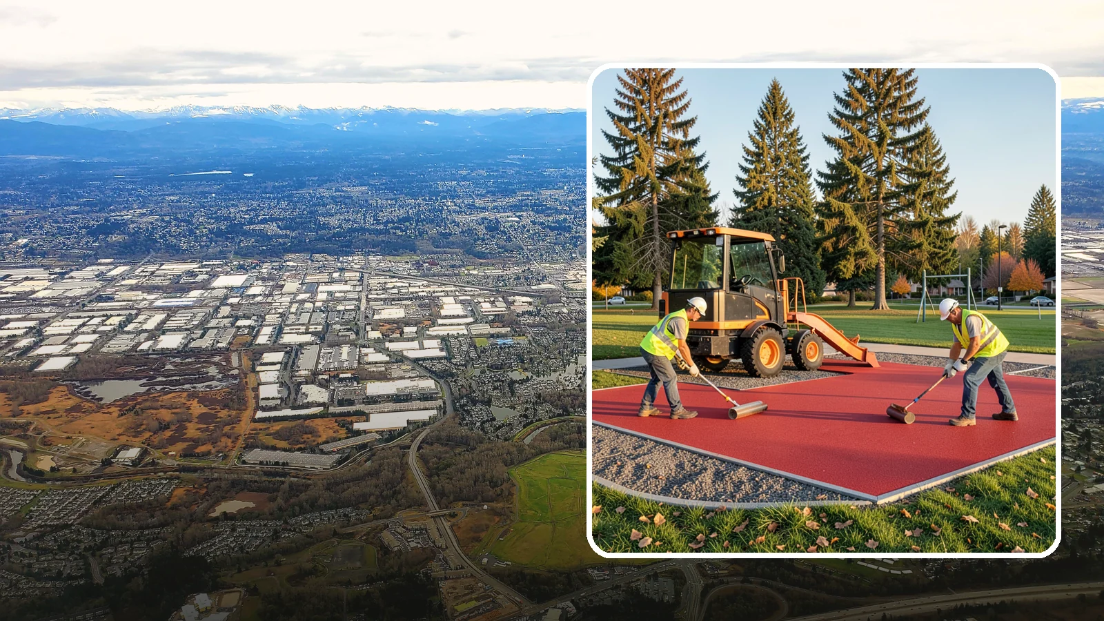 Poured-in-Place Surfacing in Kent, King County, WA - Installation of poured-in-place rubber safety surfacing engineered to ADA access and impact-attenuation standards.