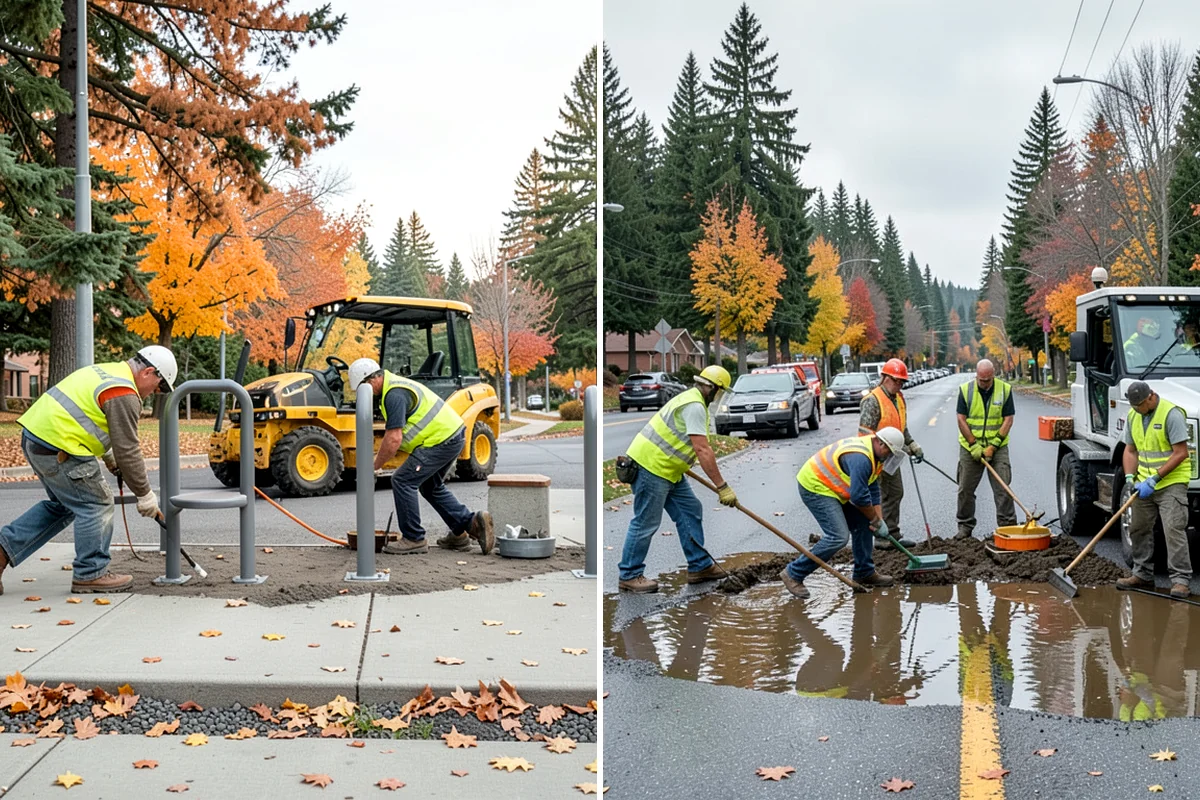 Poured-in-Place Surfacing in Lake Forest Park, King County, WA - Prepare and compact the sub-base and confirm drainage