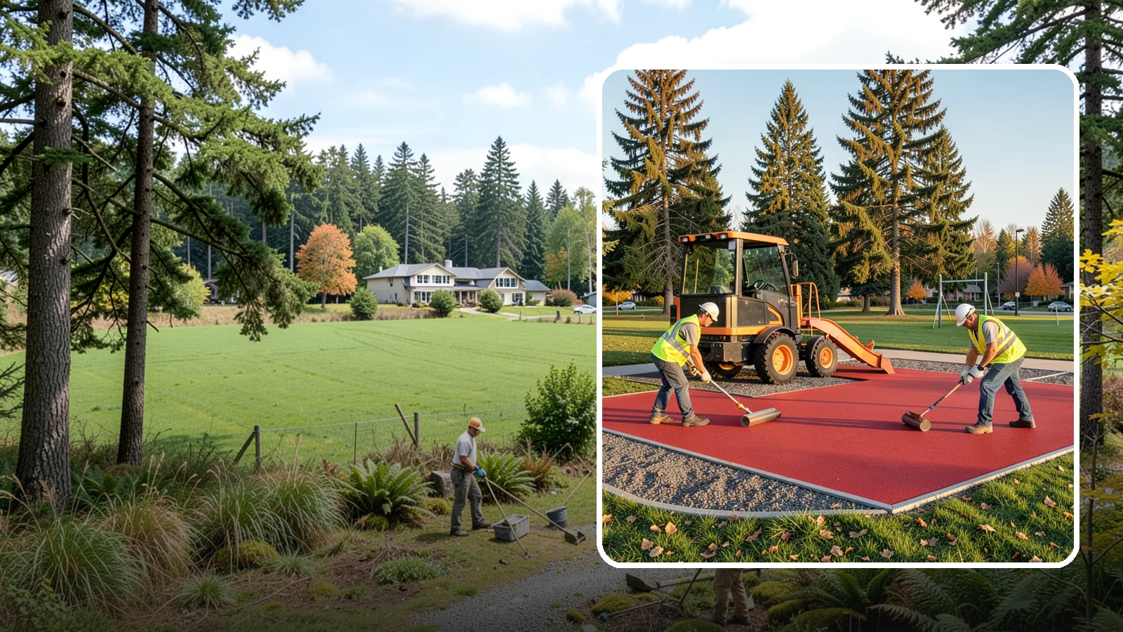 Poured-in-Place Surfacing in Lyman, Skagit County, WA - Installation of poured-in-place rubber safety surfacing engineered to ADA access and impact-attenuation standards.
