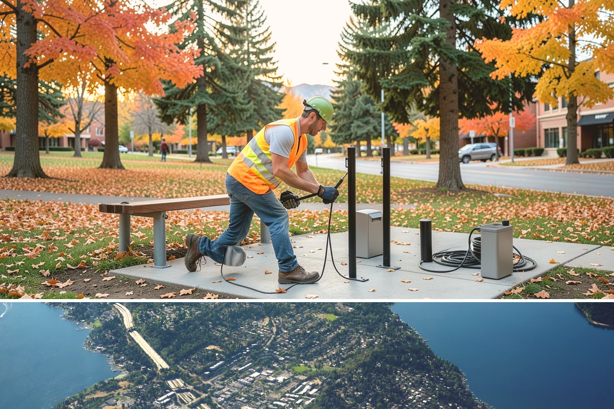 Poured-in-Place Surfacing in Mercer Island, King County, WA - Poured-in-place surfacing requires dry, moderate temperatures to cure properly, so installation is scheduled for the summer...