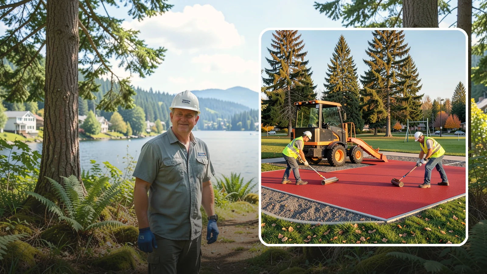 Poured-in-Place Surfacing in Milton, King County, WA - Installation of poured-in-place rubber safety surfacing engineered to ADA access and impact-attenuation standards.