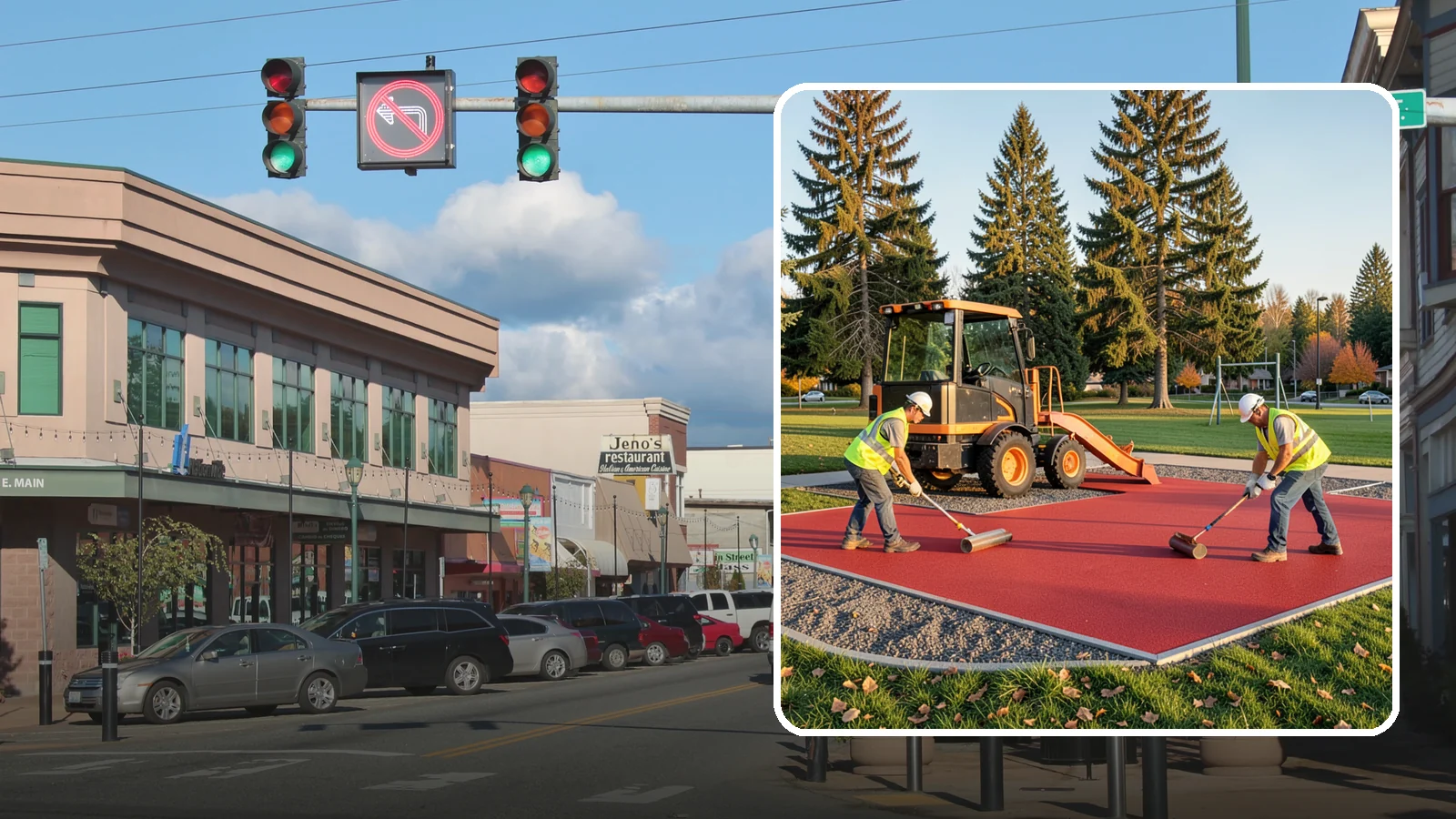 Poured-in-Place Surfacing in Monroe, Snohomish County, WA - Installation of poured-in-place rubber safety surfacing engineered to ADA access and impact-attenuation standards.