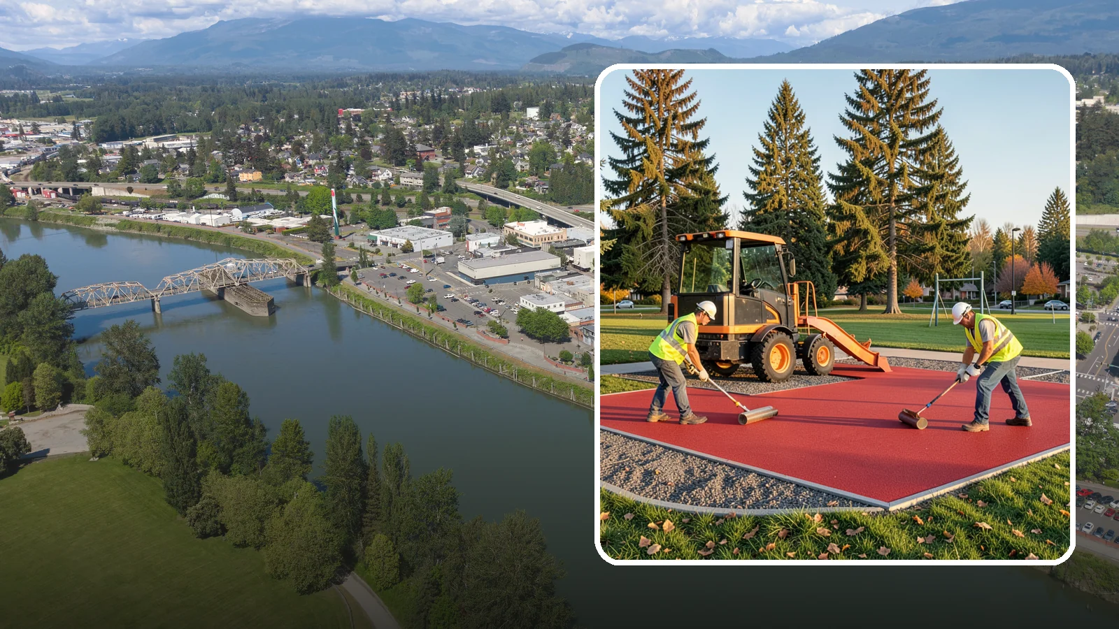 Poured-in-Place Surfacing in Mount Vernon, Skagit County, WA - Installation of poured-in-place rubber safety surfacing engineered to ADA access and impact-attenuation standards.