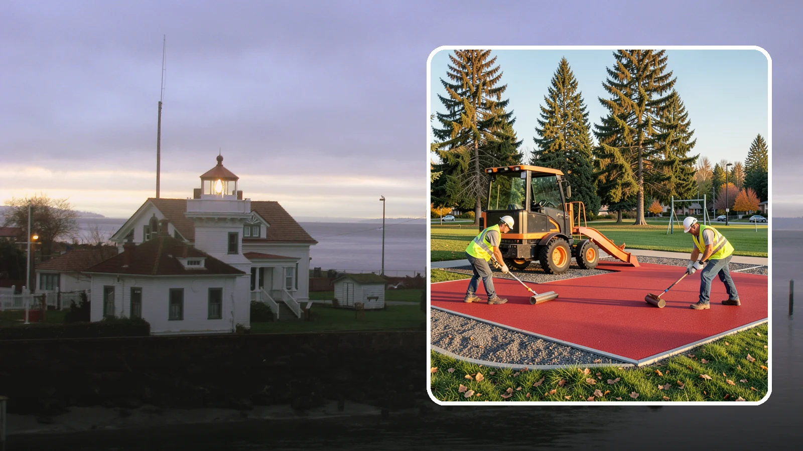 Poured-in-Place Surfacing in Mukilteo, Snohomish County, WA - Installation of poured-in-place rubber safety surfacing engineered to ADA access and impact-attenuation standards.