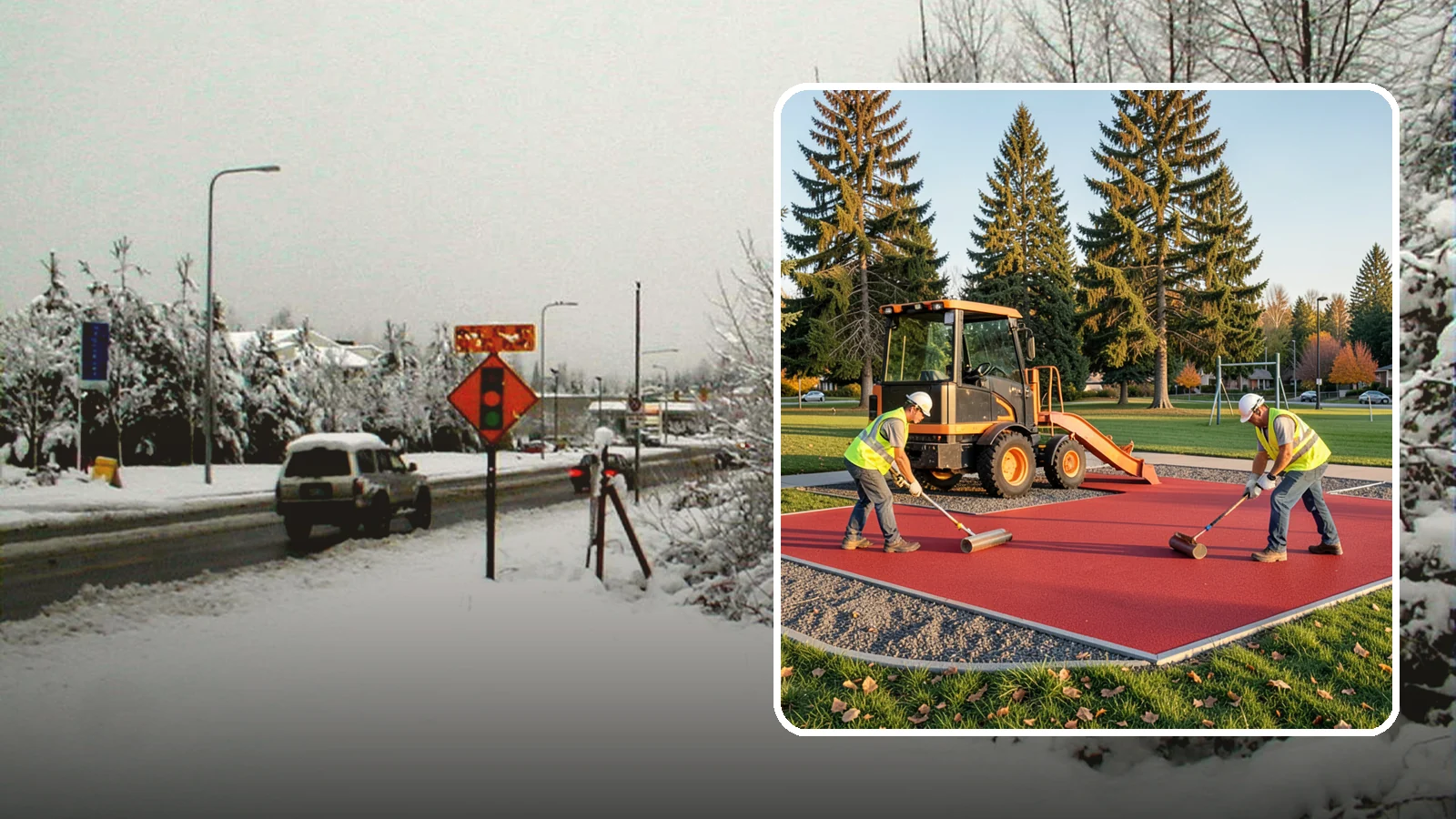 Poured-in-Place Surfacing in Newcastle, King County, WA - Installation of poured-in-place rubber safety surfacing engineered to ADA access and impact-attenuation standards.
