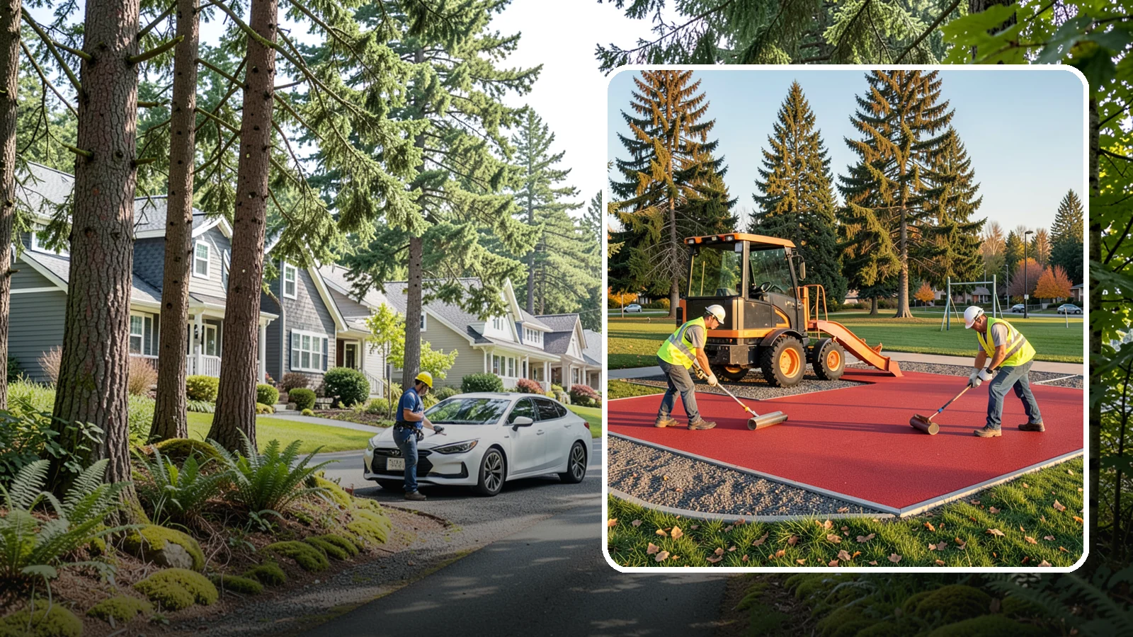 Poured-in-Place Surfacing in Normandy Park, King County, WA - Installation of poured-in-place rubber safety surfacing engineered to ADA access and impact-attenuation standards.