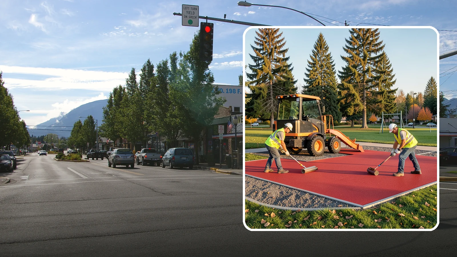 Poured-in-Place Surfacing in North Bend, King County, WA - Installation of poured-in-place rubber safety surfacing engineered to ADA access and impact-attenuation standards.