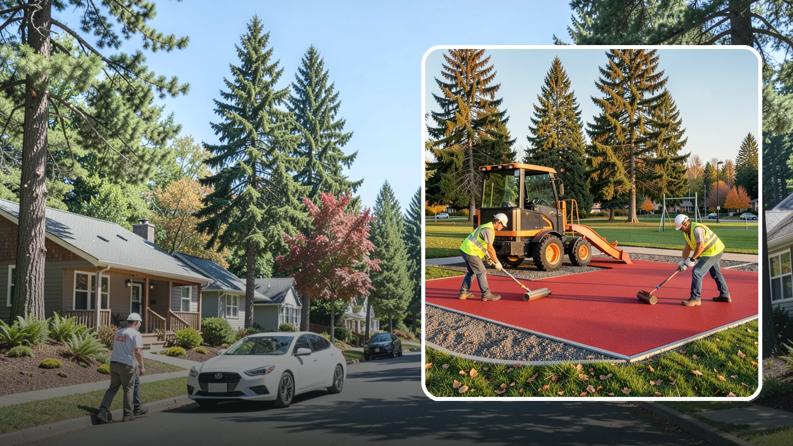 Poured-in-Place Surfacing in Orting, Pierce County, WA - Installation of poured-in-place rubber safety surfacing engineered to ADA access and impact-attenuation standards.