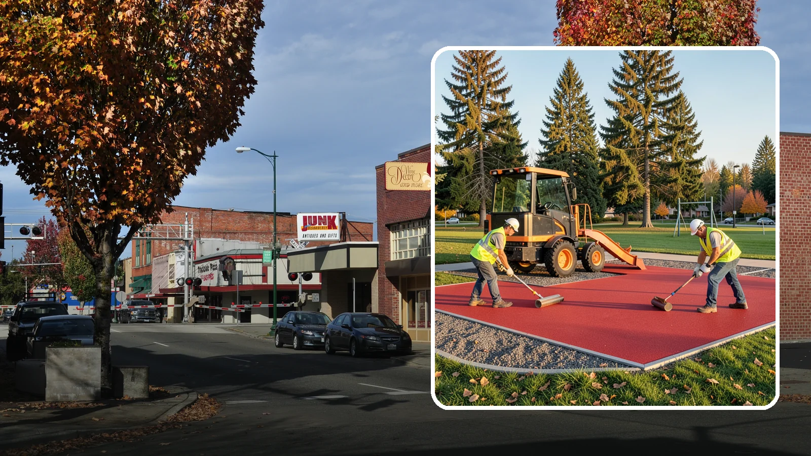 Poured-in-Place Surfacing in Puyallup, Pierce County, WA - Installation of poured-in-place rubber safety surfacing engineered to ADA access and impact-attenuation standards.